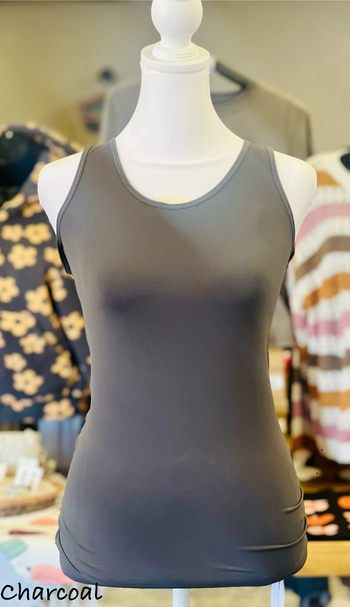 Reversible Sculpt & Polish Tank Top showcasing innovative shaping technology. Versatile design with options for scoop or v-neck. Ideal for a confident and elegant silhouette.