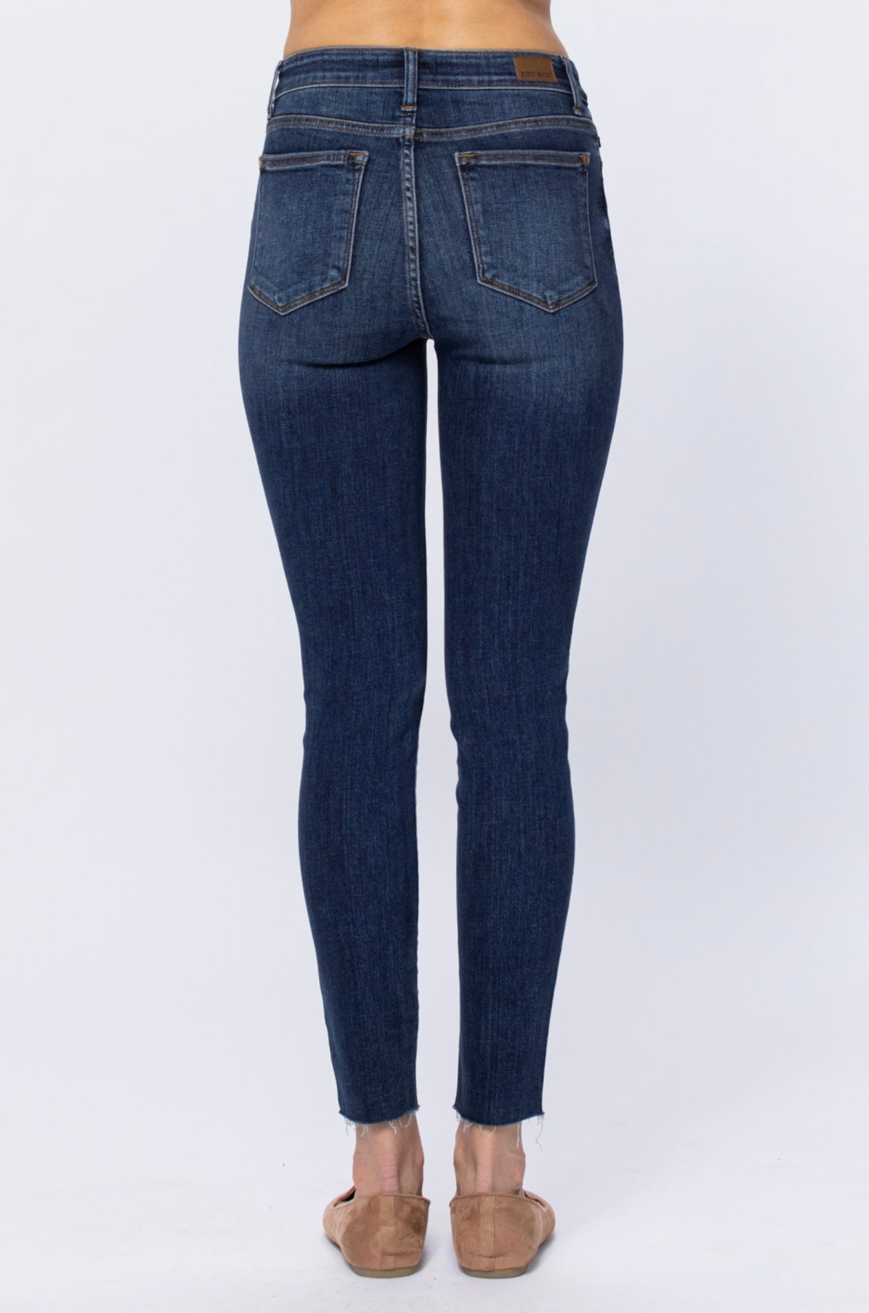 Judy Blue High Rise Button Fly Cut Off Skinny Jeans