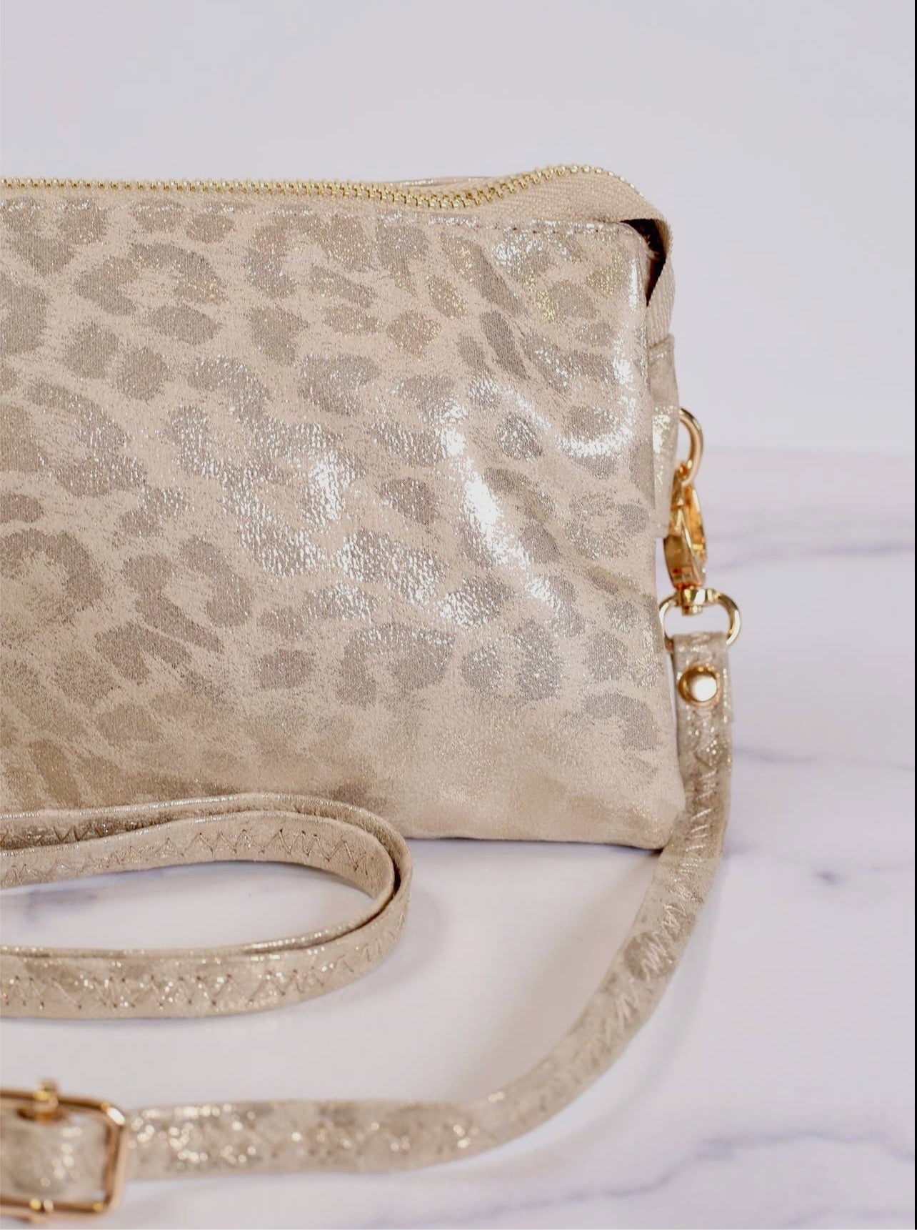 Metallic Leopard Crossbody Bag