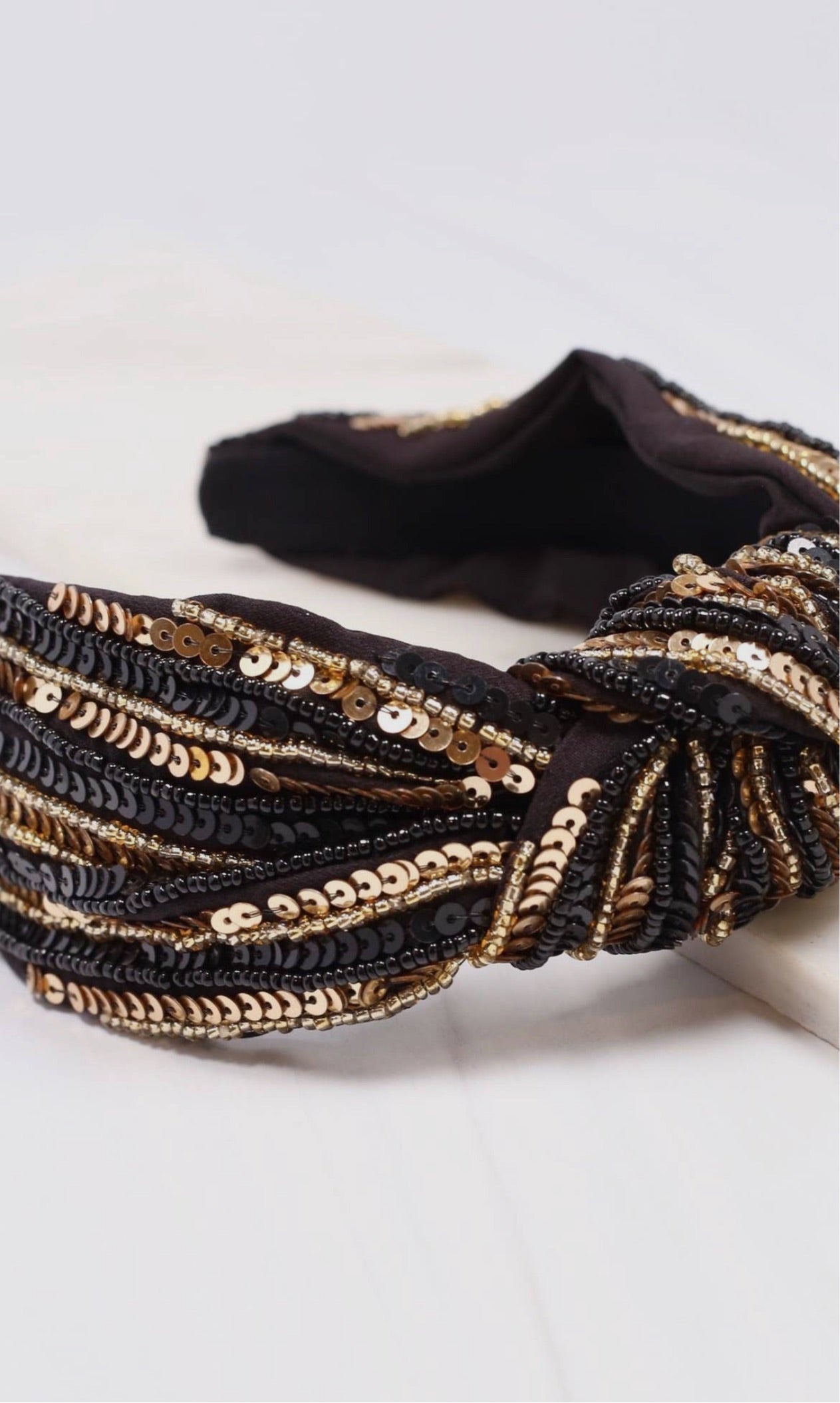 Black and Gold Sequin Striped Headband on