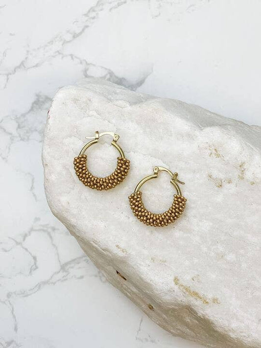 Petite Seed Bead Hoop Earrings