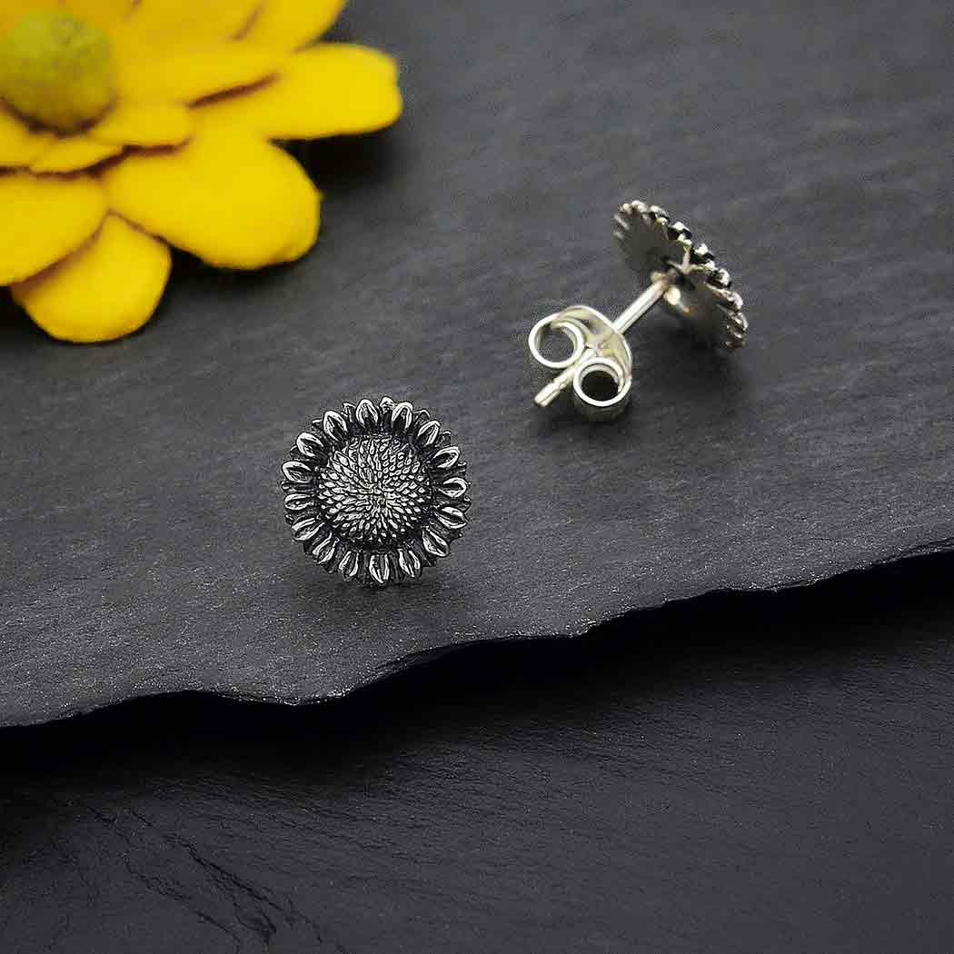 Sterling Silver Sunflower Post Earrings