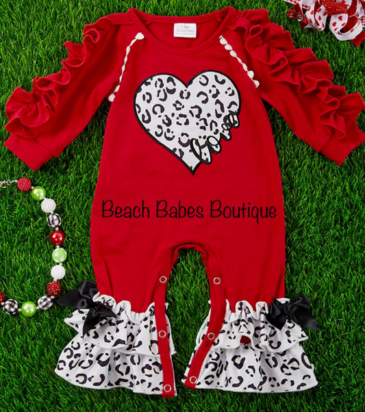 Leopard Baby Romper with Ruffled Sleeves