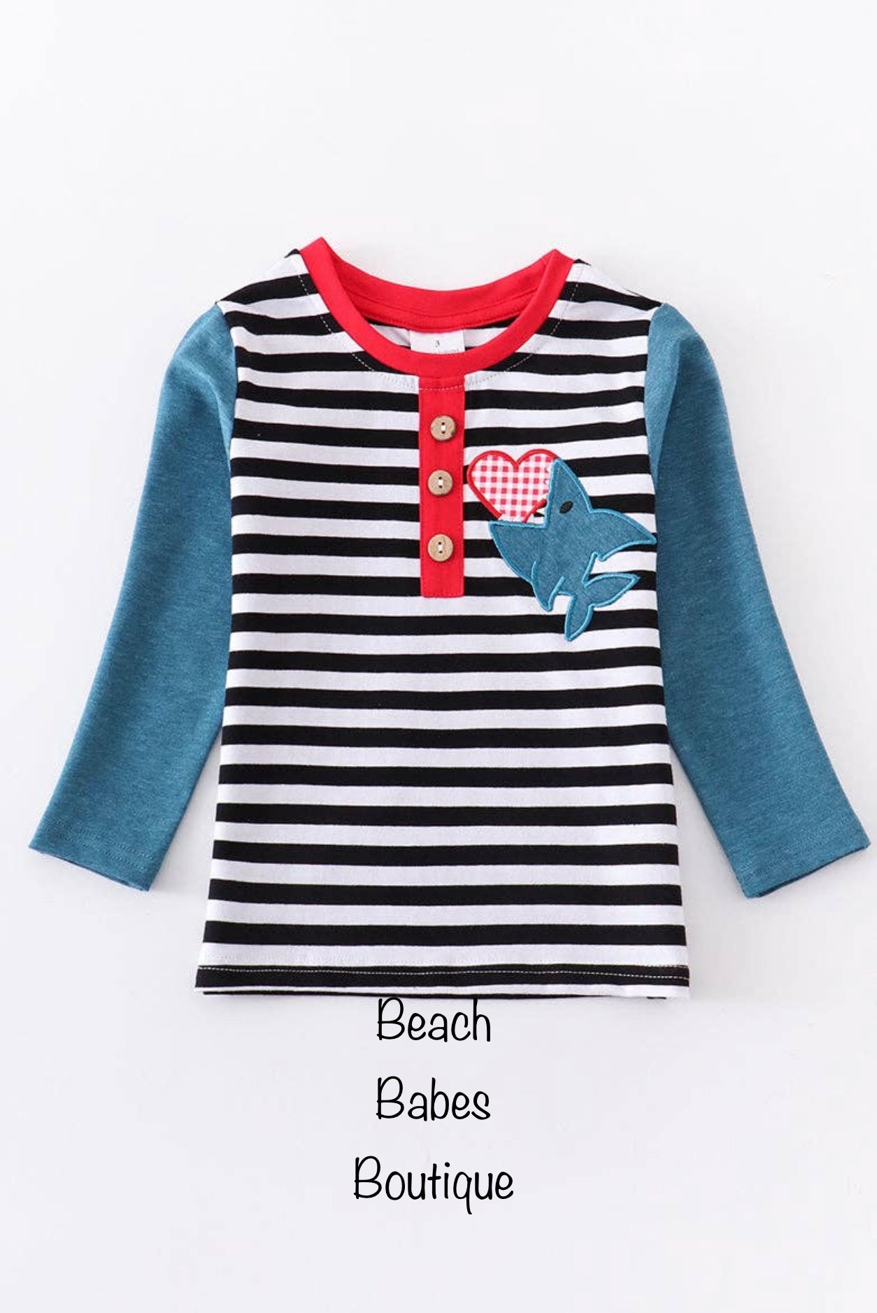 Striped Shark Heart Boys Shirt