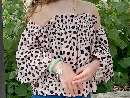 Girls Dalmatian Cold Shoulder Top