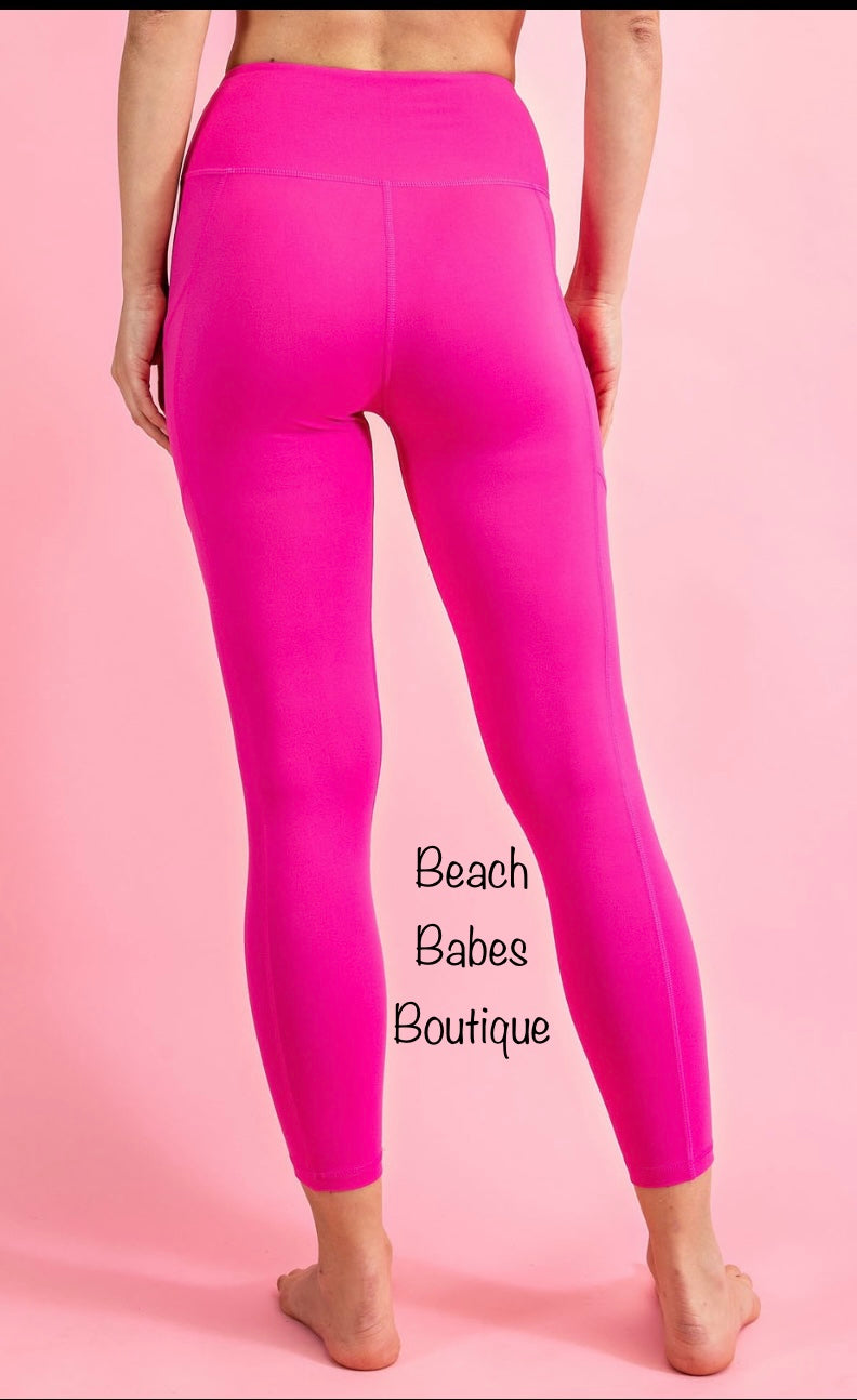 Seemless Full Length Leggings- Sonic Pink