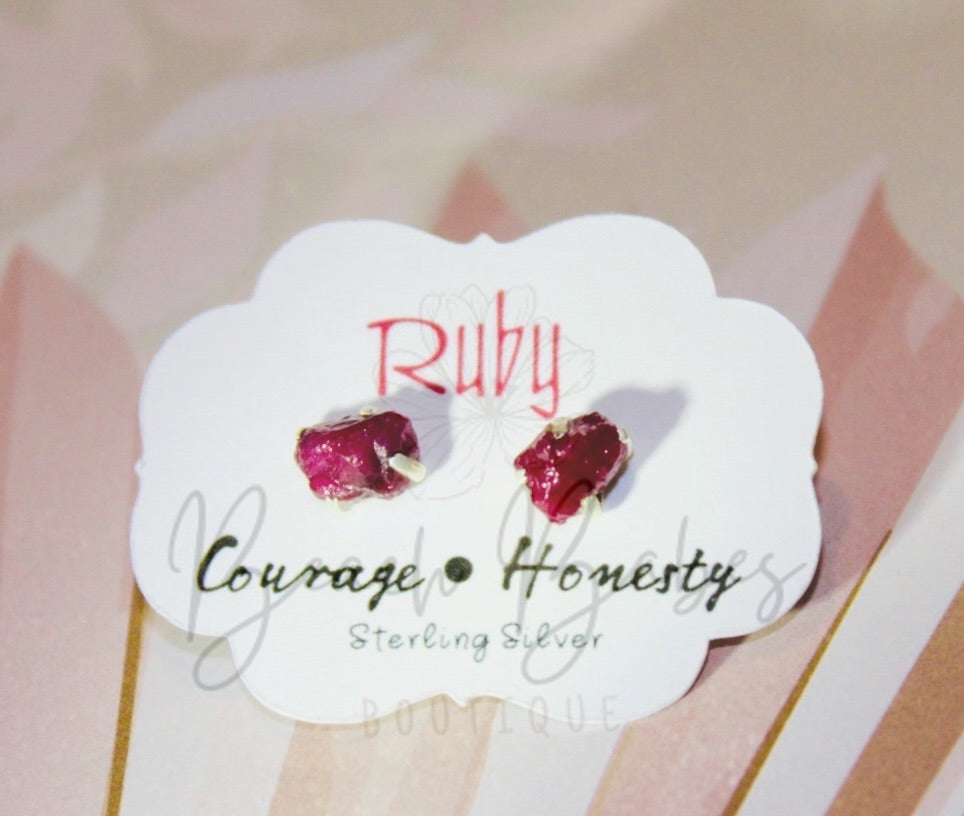 Handcrafted Ruby Gemstone Stud Earrings – Elegant jewelry for a touch of sophistication and glamour.