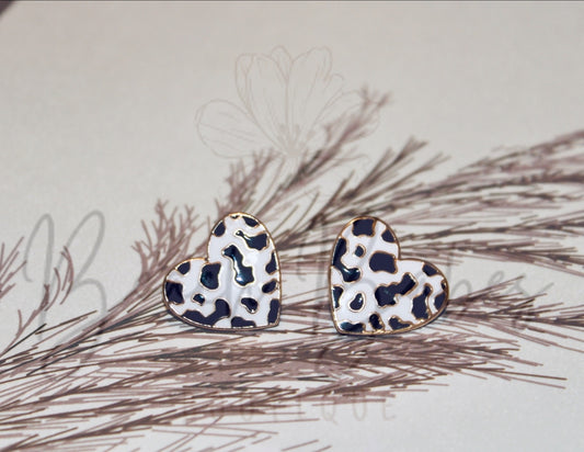 Leopard Heart Earrings - Fashionable Animal Print Jewelry 