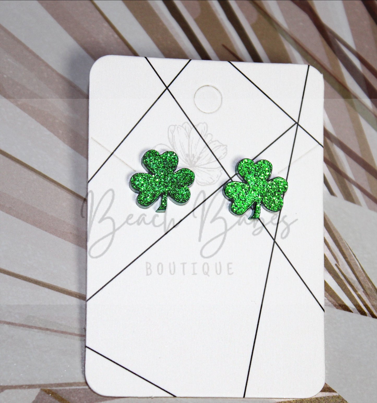 Shamrock Green Glitter Acrylic Studs